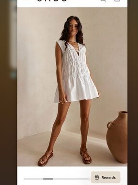 SABO Joslin White Tiered Mini Dress XS